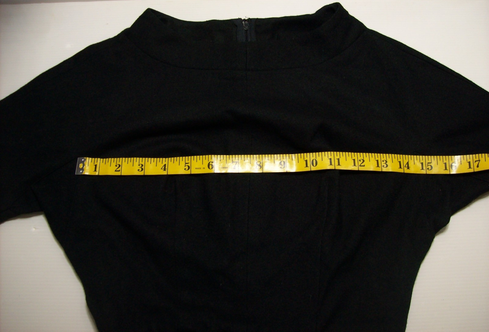 Vintage 1950s Black Long Sleeve Dress, 100% Wool, E.T Jrs CALIFORNIA, small