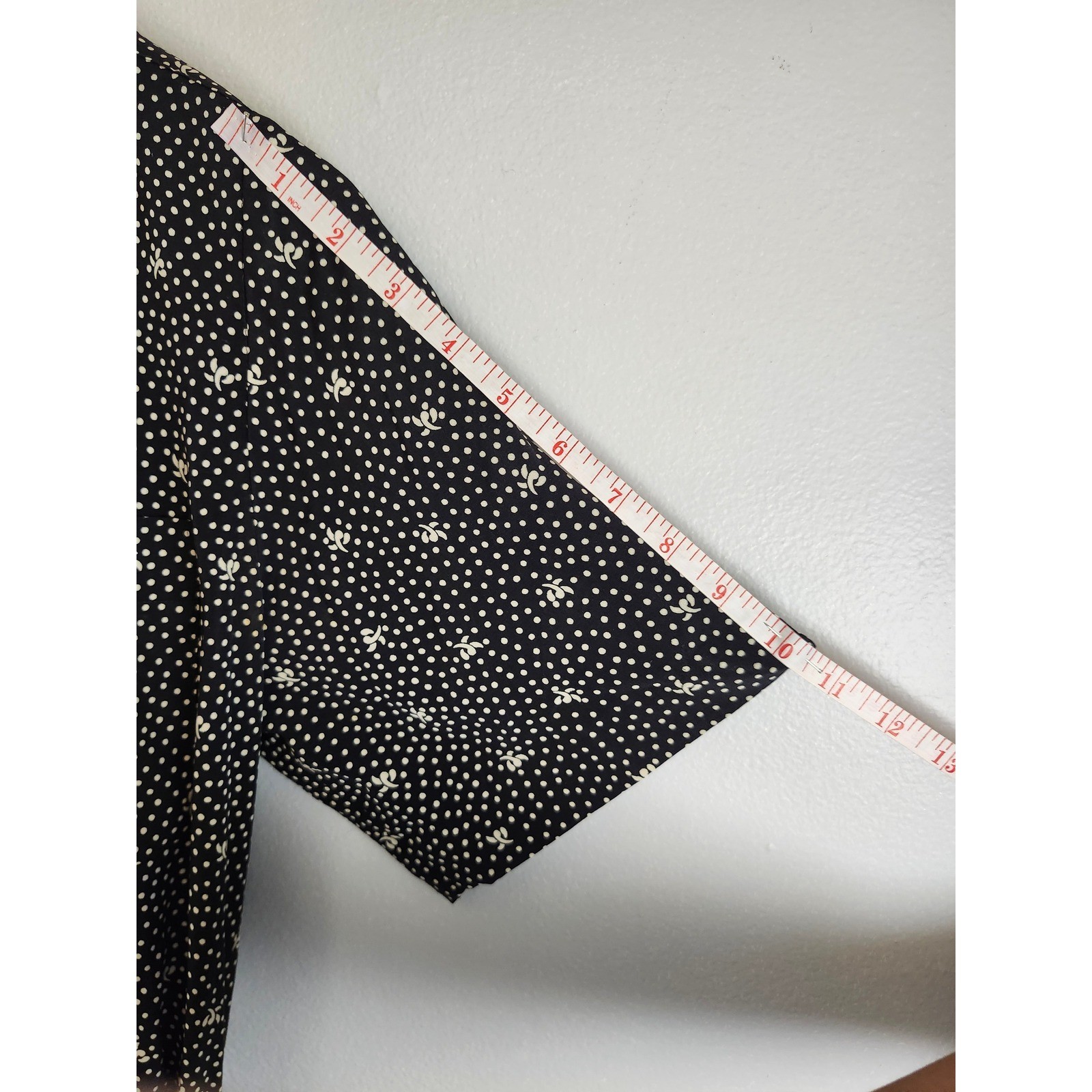 Vintage Liz Claiborne Blk Polka Dot Button Front Midi Dress Size 10 Cottagecore