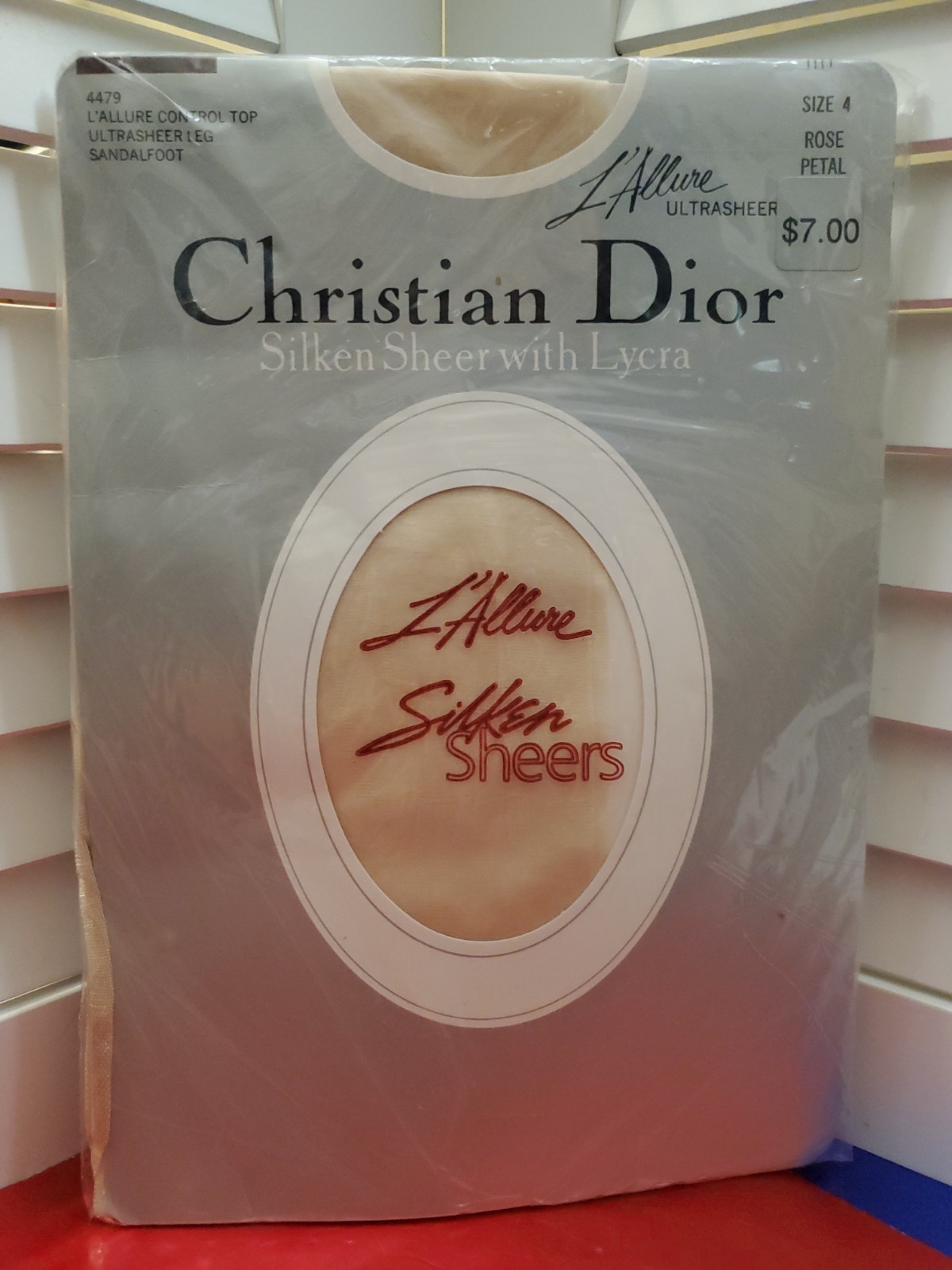 VTG Christian Dior L’Allure Pantyhose 4479 Rose Petal Size 4 Control Top