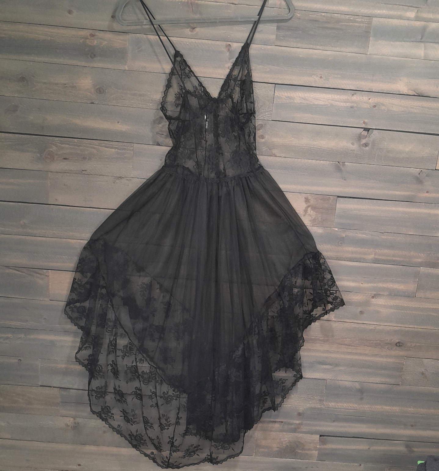 Treasures California Faris Lingerie Womens S Black Lace Faux Pearl Buttons Vtg