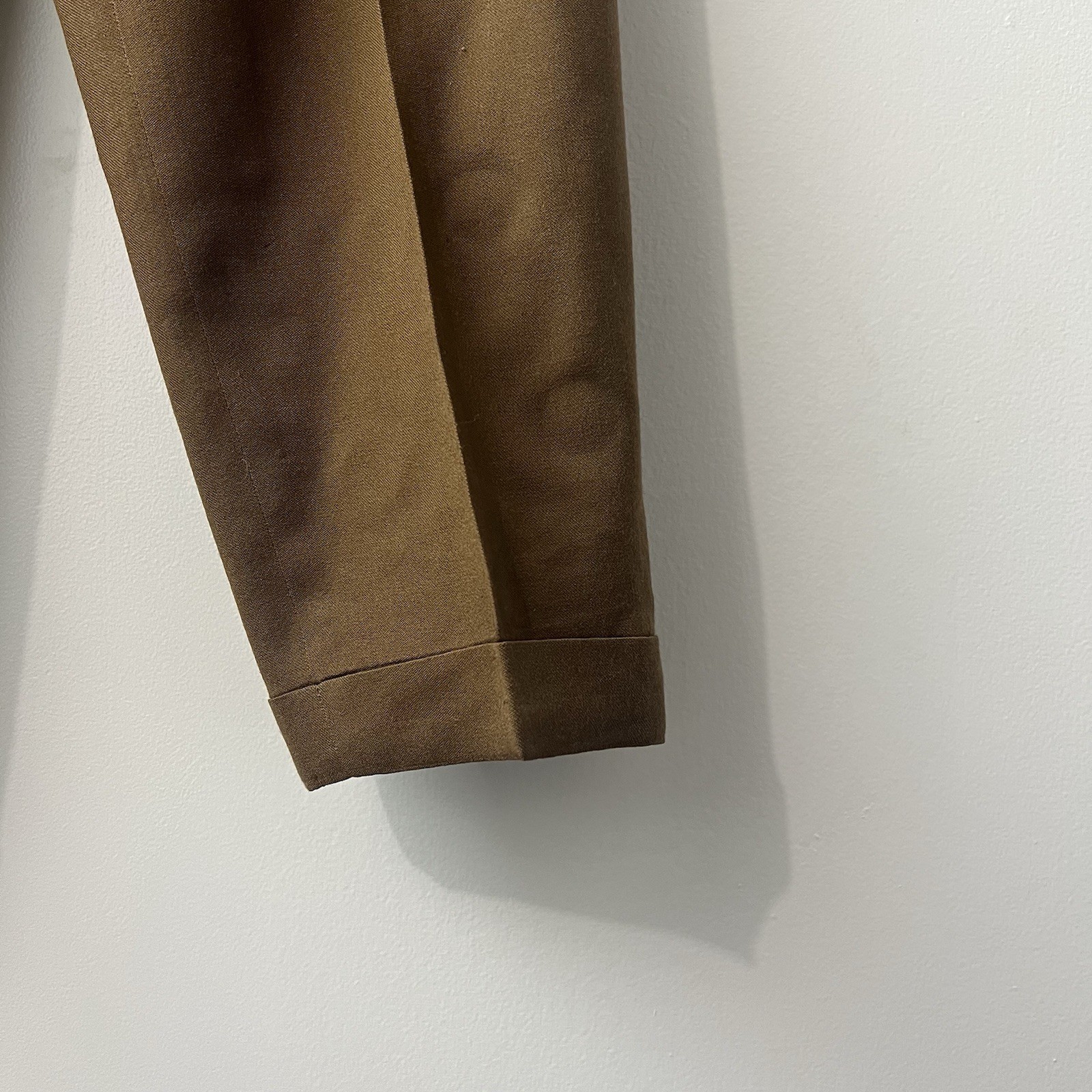 Vintage Embassy Row Pure Wool Dark Academia Pleated Brown Cuffed Trouser 6P