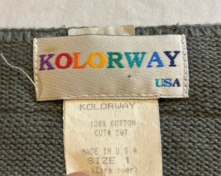 Kolor Way Hand Stitched Artistic Wine-Themed Cardigan Button Up Sweater Small