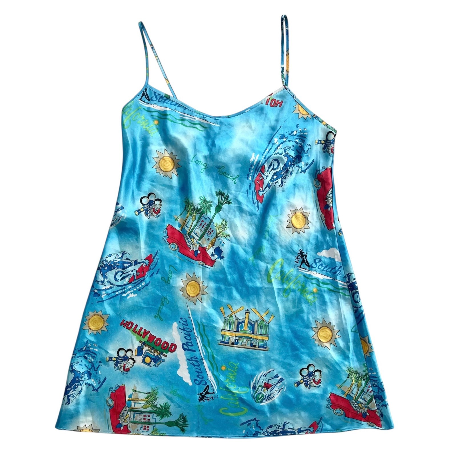 Vintage California Dynasty satin slip dress lingerie – retro SoCal – Large
