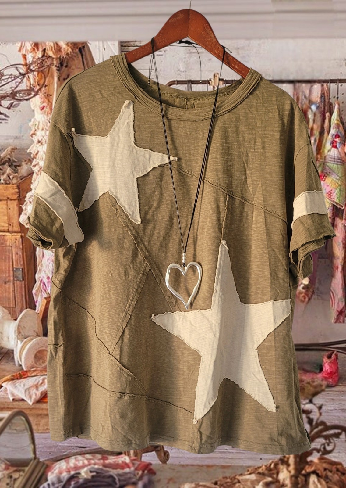Free People Magnolia Style Cream Cotton hippie boho t-shirt top blouse shirt L