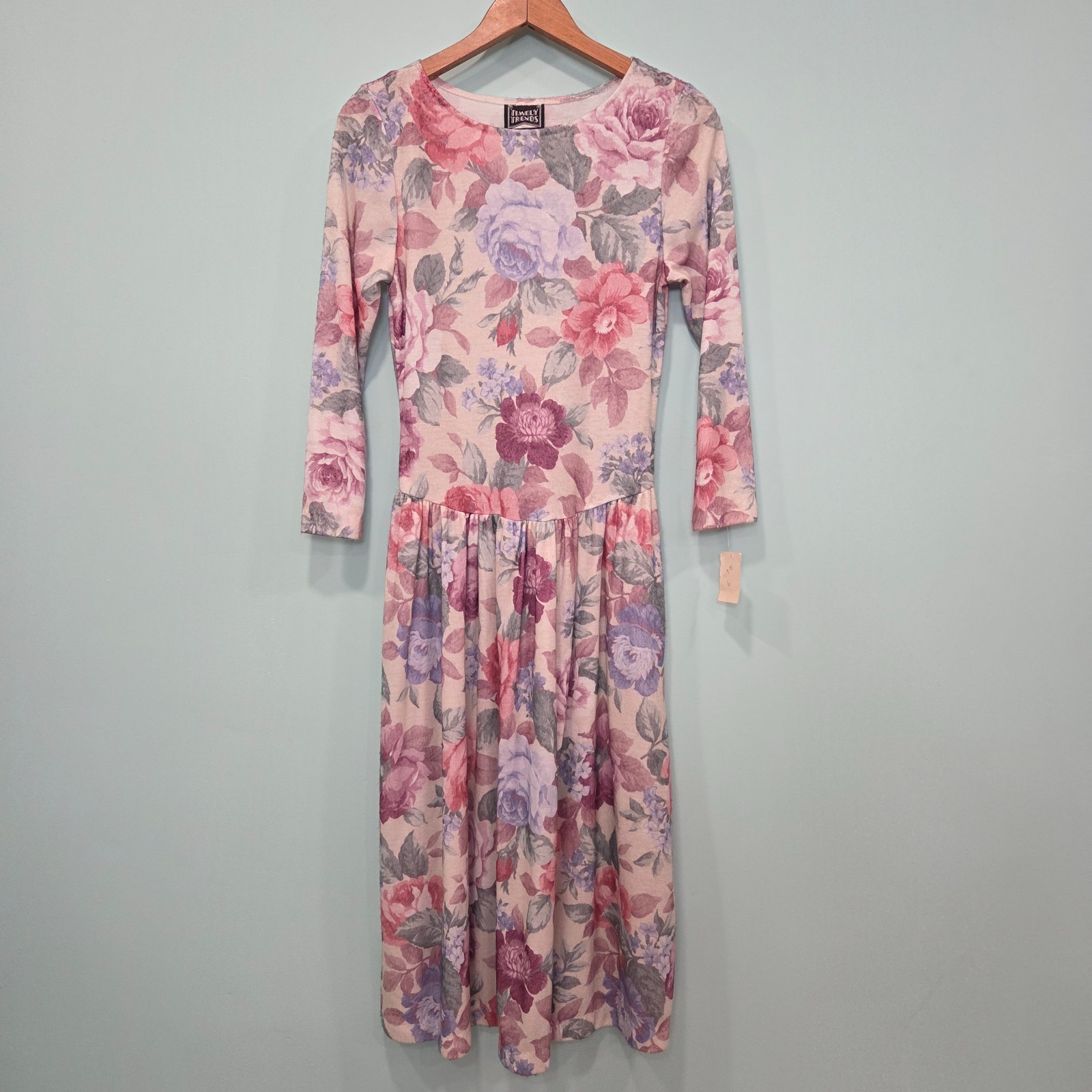 Vtg TIMELY TRENDS Cottagecore Tea Party Dress 80s Floral Festival Midi 9/10 NEW