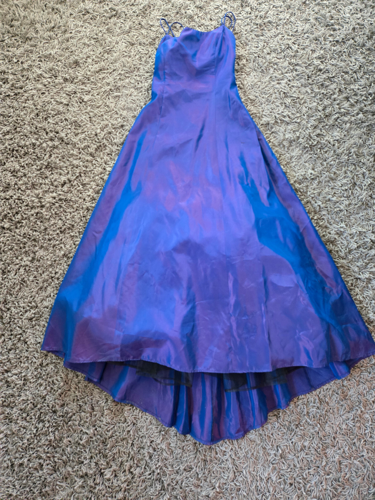 Vintage 1990s Y2K blue pink irridescent corset back formal gown dress be smart