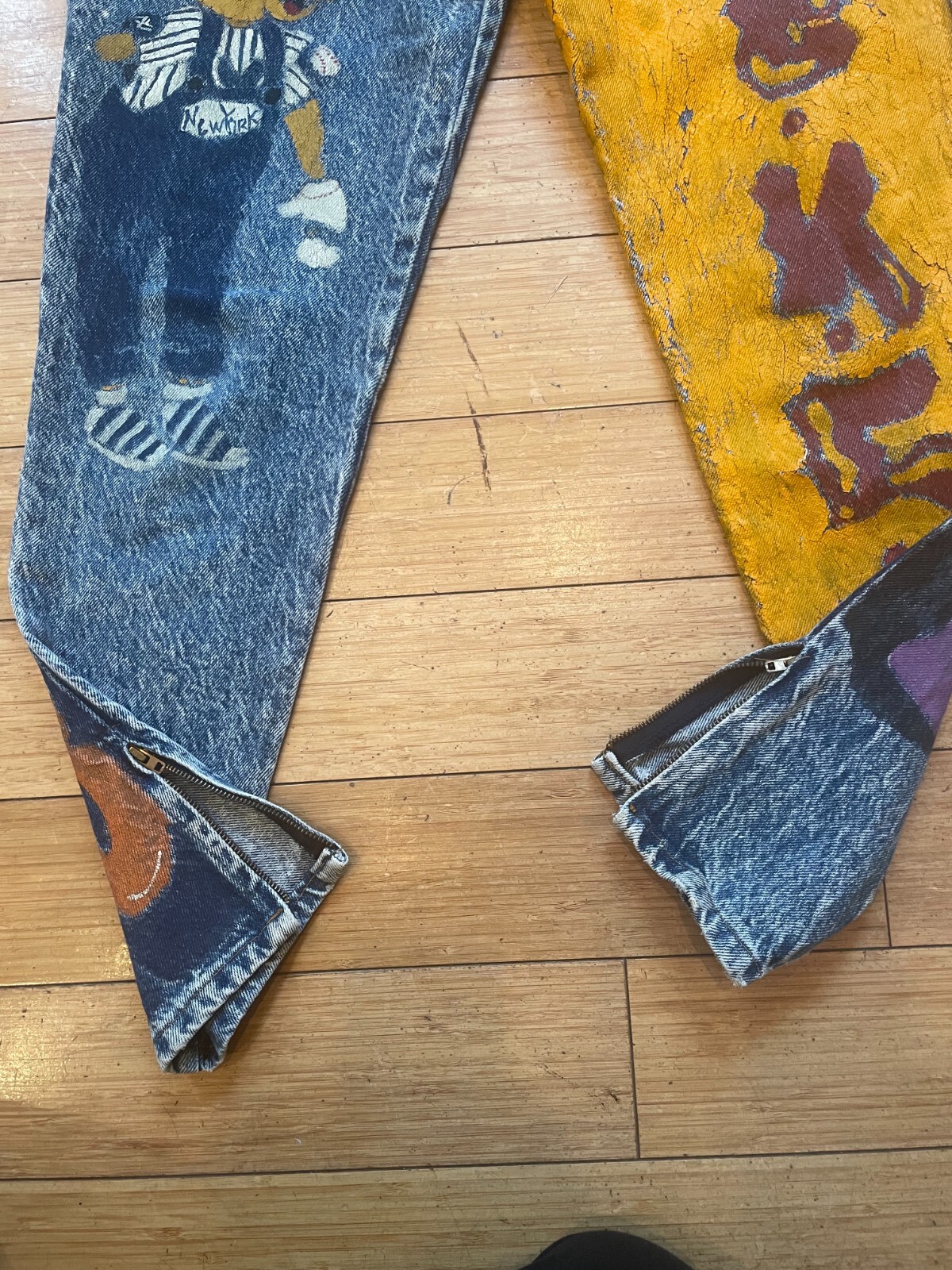 1990s Hand Painted Denim Jeans, Vintage 1993 Graduation Painted Jeans, Vintage