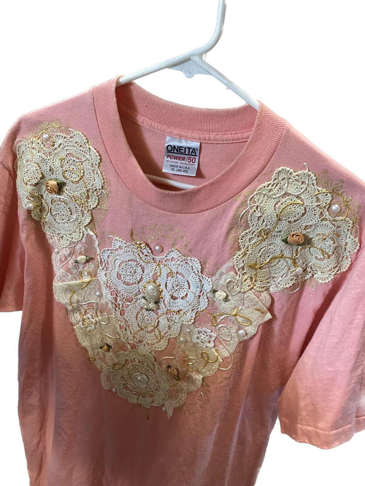 Abosolutely Gorgeous Handmade Victorian Peach Blouse on a Quality Oneita
