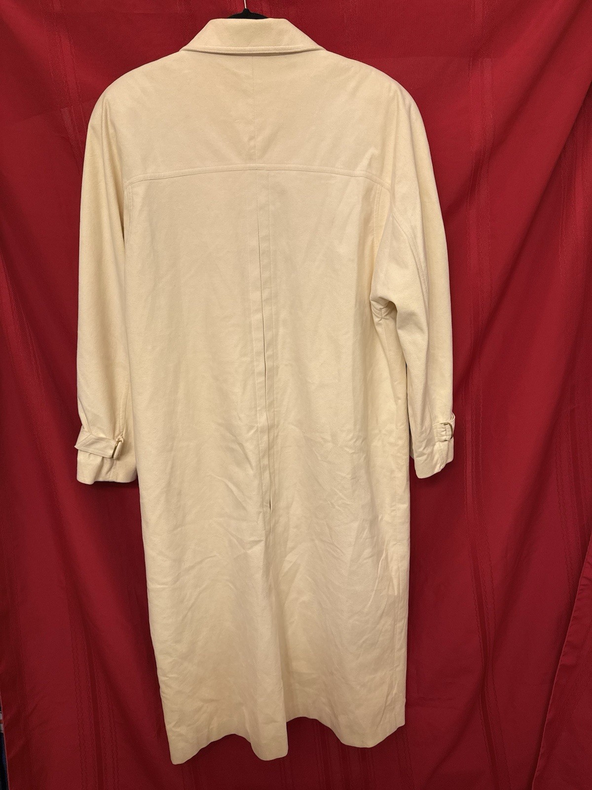 Vintage 1970s Count Romi Size 16 Cream Button Long Duster Coat Union Made in USA