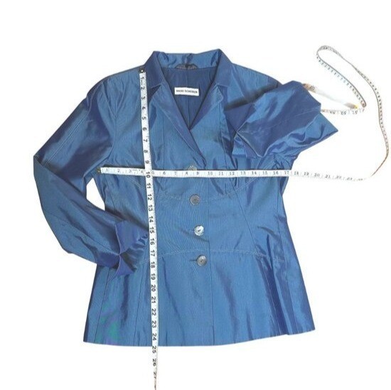 Vintage TRIXI SCHOBER Cobalt Blue Silk Blend Power Suit Skirt Set Germany S 8
