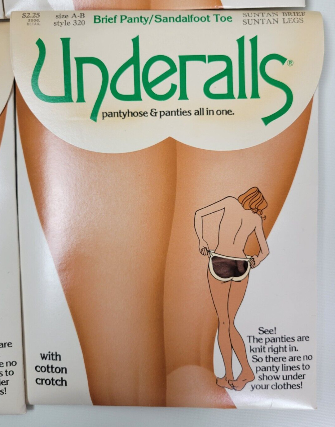 Vtg 1980 NIP 6 Prs Underalls Pantyhose Brief Panty Sandalfoot Suntan 320 Sz A-B