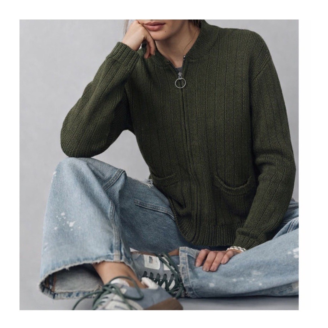 Vintage Northern Isles Green Heather Full Zip Sweater Cardigan Jacket