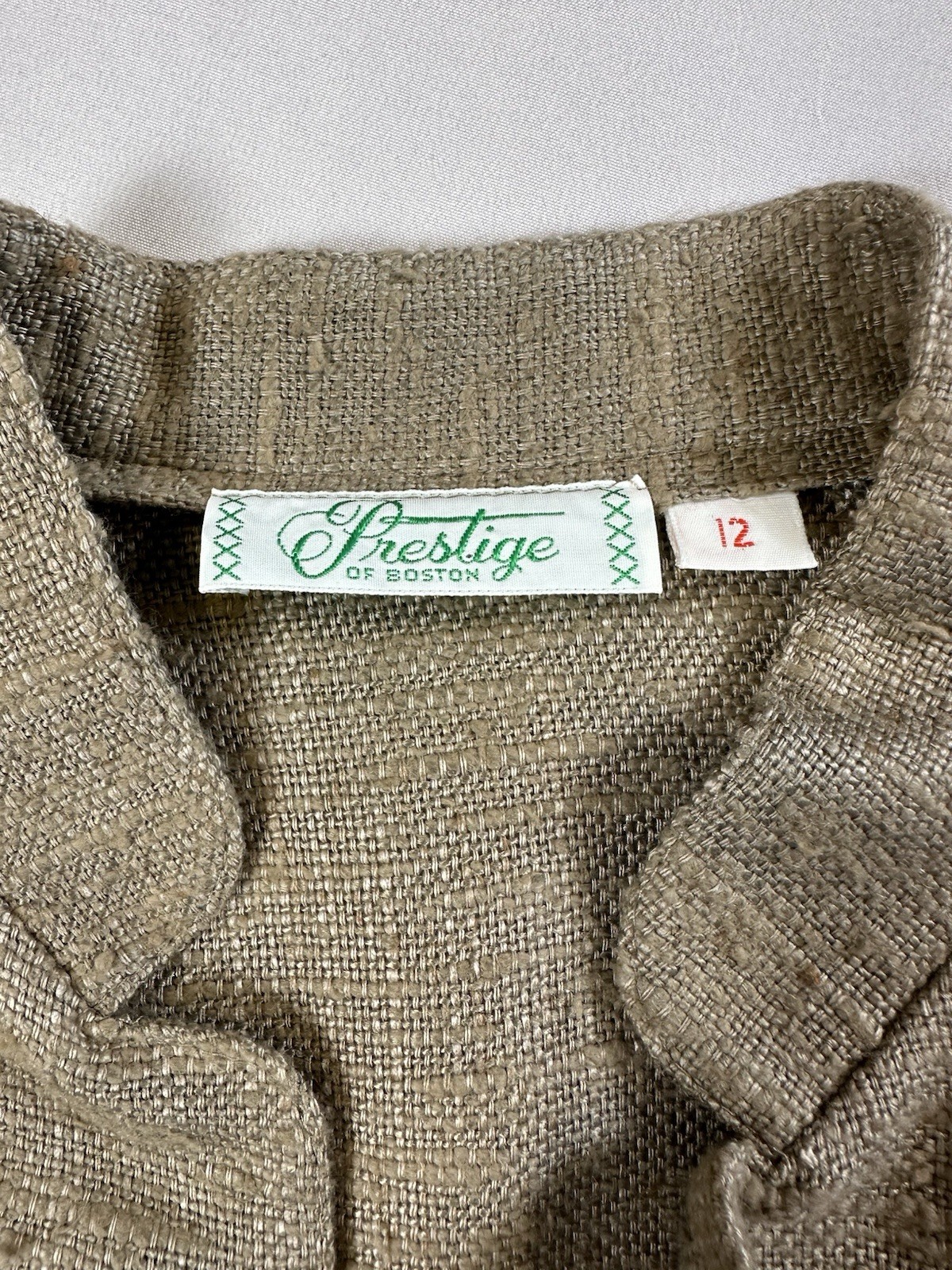 60s 70s Prestige of Boston Natural Fiber Skirt Beige Tweed Career Blazer Suit