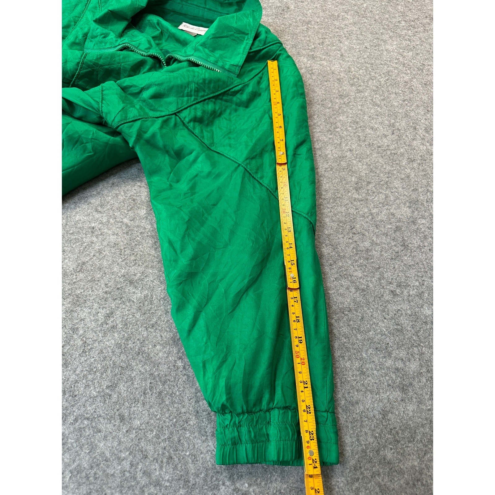 Rhoda Lynne Vintage Quilted Lining Windbreaker Large Green 100% Silk Shell