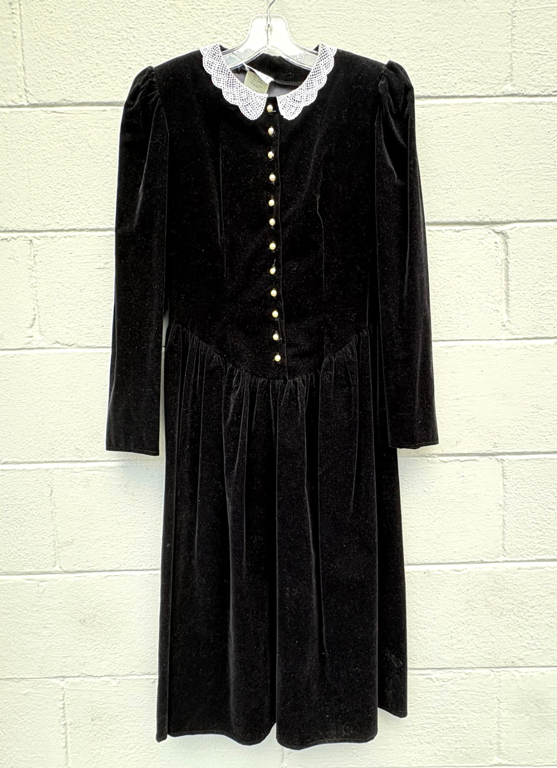 Vintage 1980’s You Too Babes Velveteen Dress Gothic Victorian Lace Collar size 5