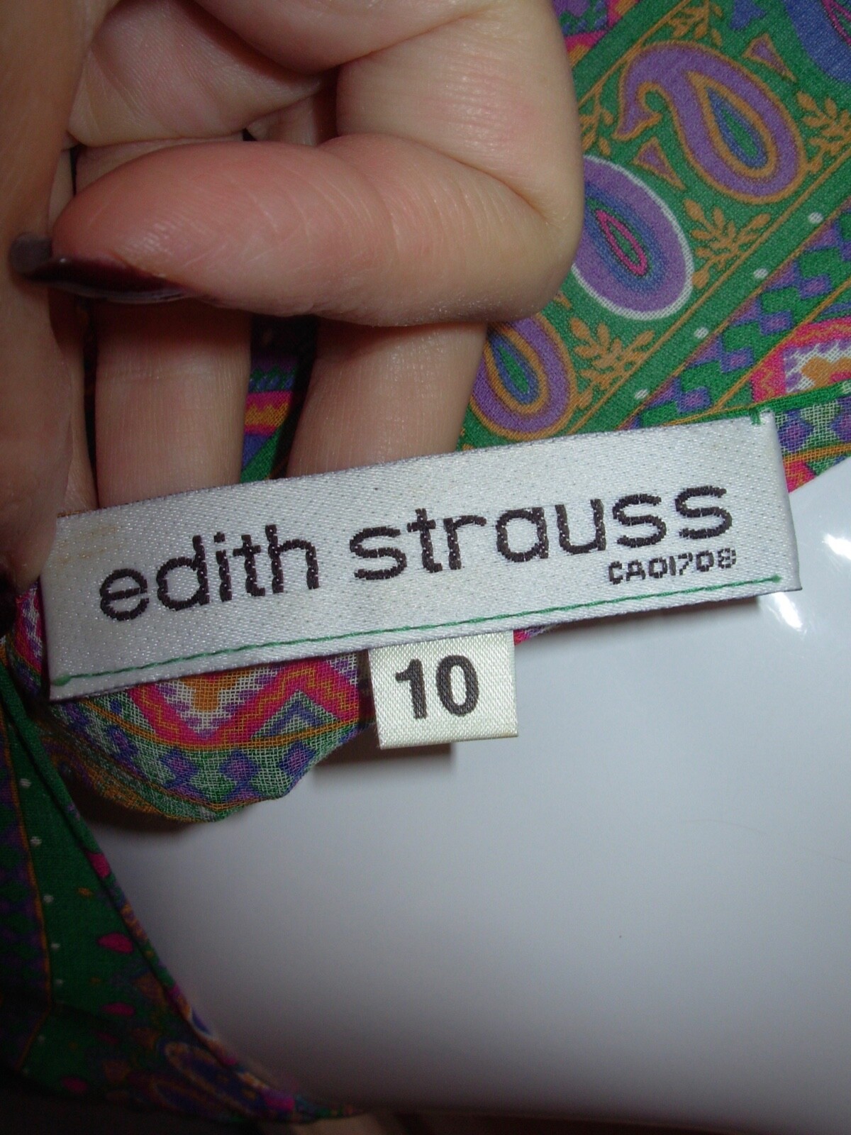 Vtg 70s 80s EDITH STRAUSS Dress M Patchwork PAISLEY Print Secretary Boho Peasant