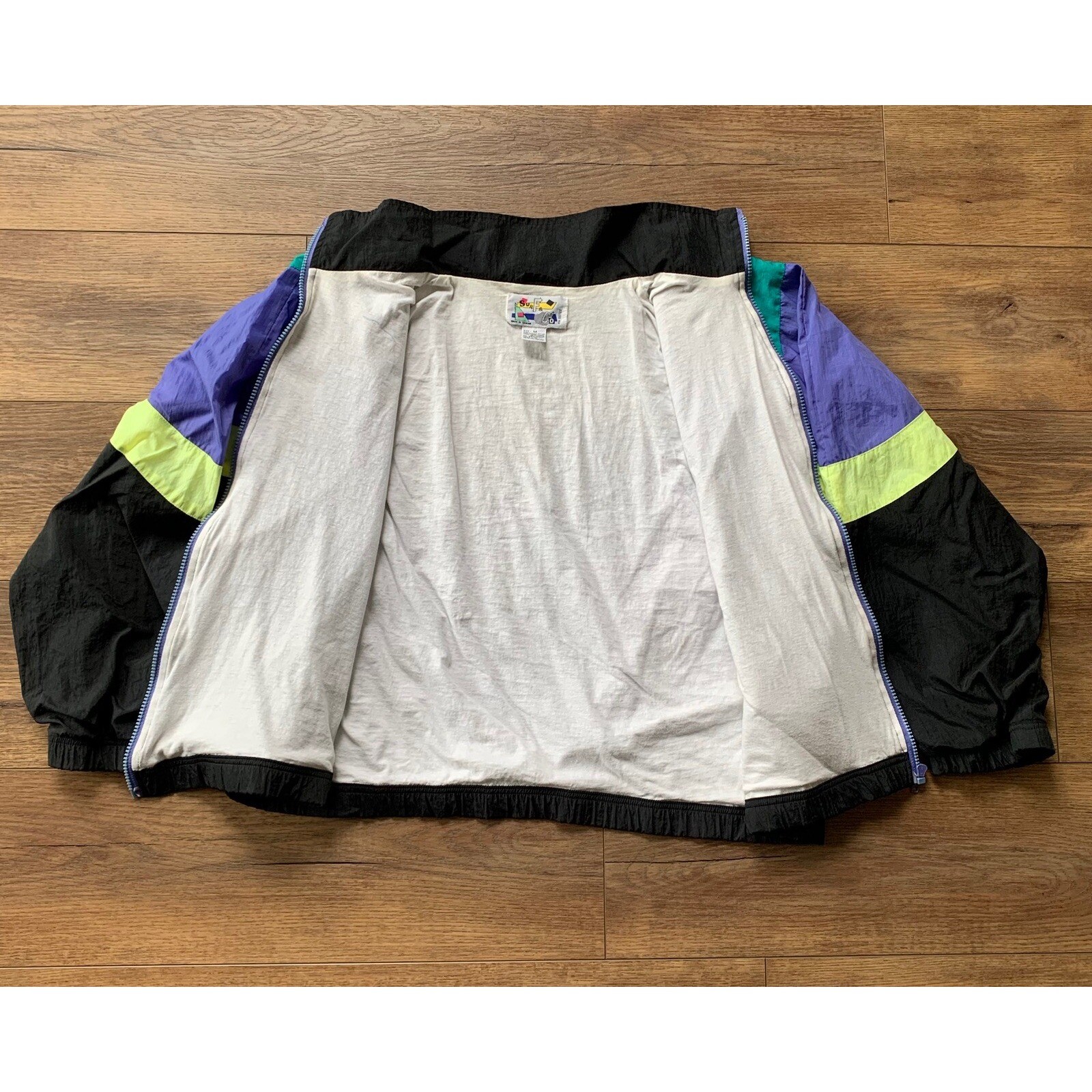 Surf & Co Vintage Women’s Medium 80’s 90’s Black Zip Windbreaker Track Jacket