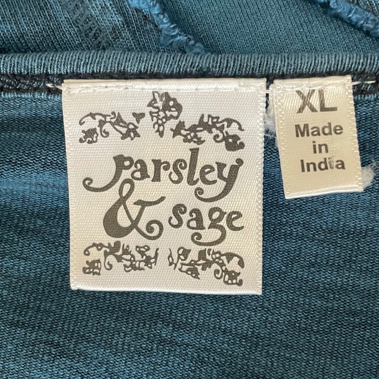 Parsley & Sage Boho Patchwork Tunic Dress Sz XL V-Neck Long Sleeve Art to Wear
