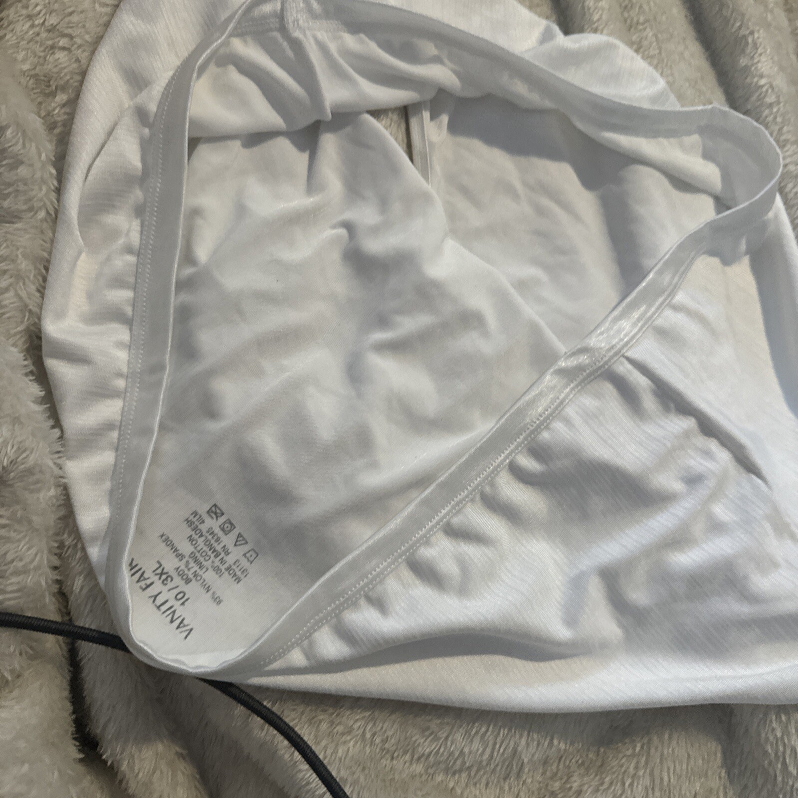 Vintage VANITY FAIR Brief PANTY WHITE Satin NYLON Stretch Second Skin 10/ 3XL