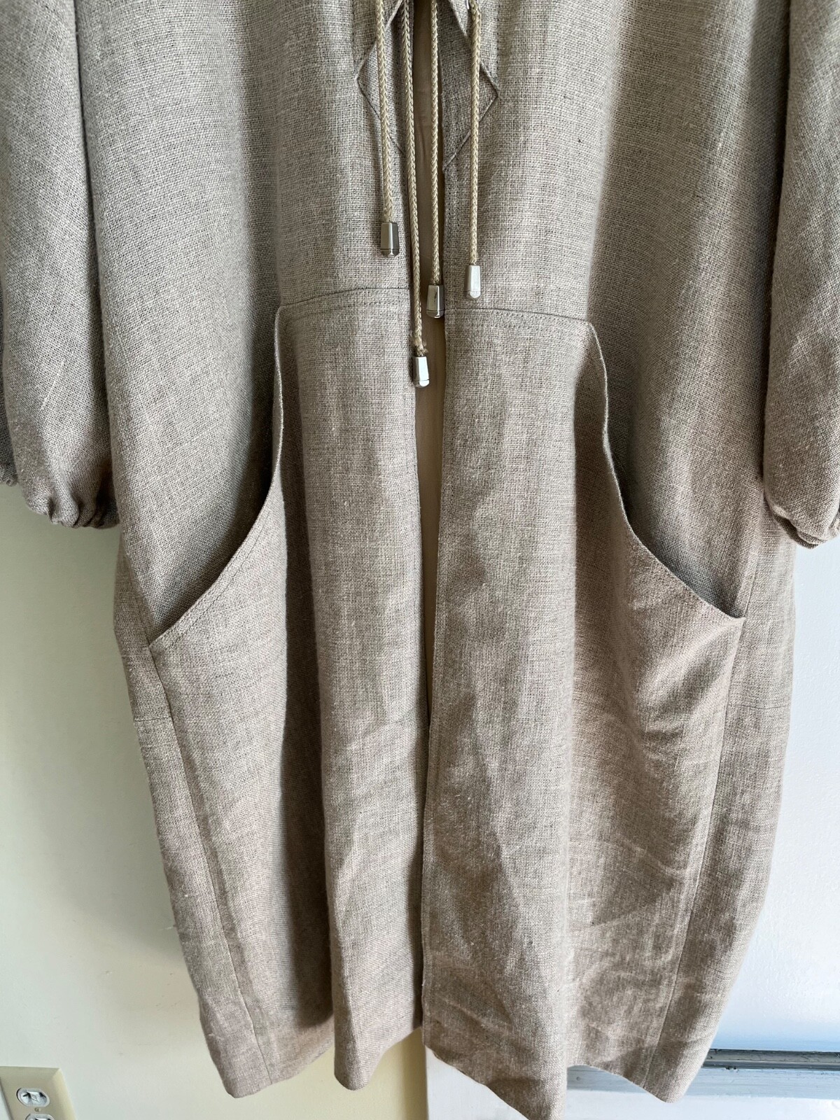 Vintage 1990’s Oscar de la Renta Heavy Linen Coat w Silk Lining-Rare-Size 10-EUC