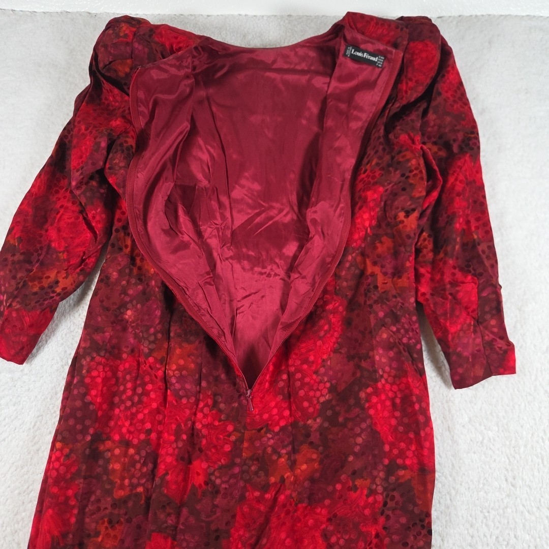 Vintage Louis Feraud Abstract Art Elegant Dress Silk Women’s US 14 Length 44″