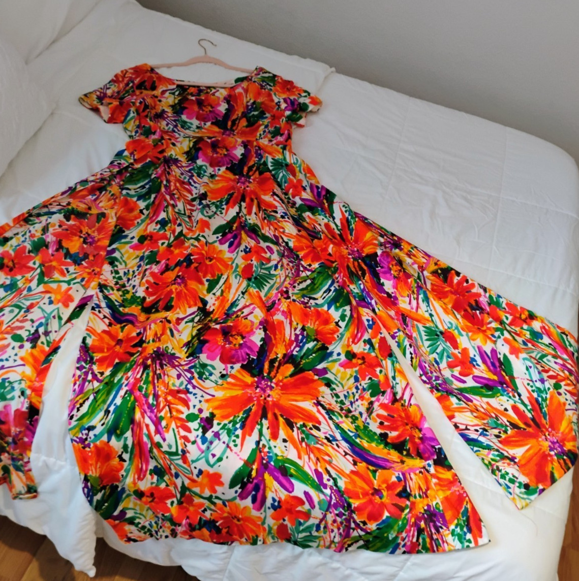 Vintage 60s Sun Fashions of Hawaii Floral Maxi Midi Sun Dress Sz 14