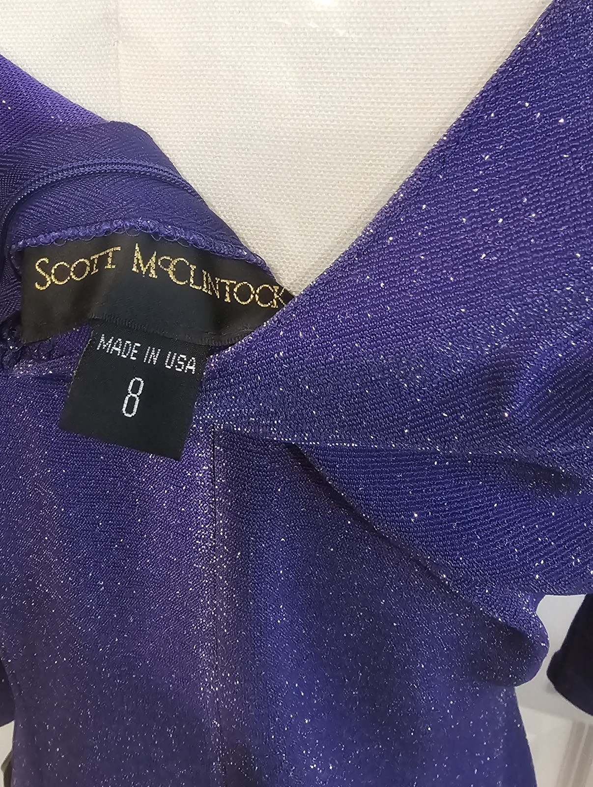 NWT Vintage Scott McClintock Purple/Silver Form Fitting Dress, Size 8