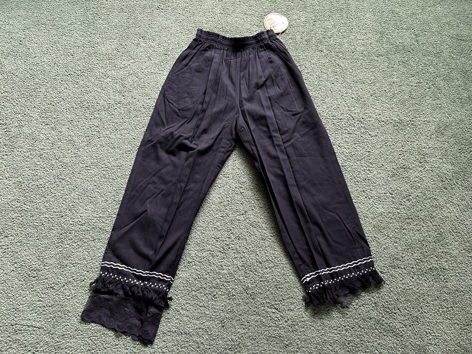 Vintage BIS Gene Ewing Wrinkled Rich Denim Black Pants Size P New USA