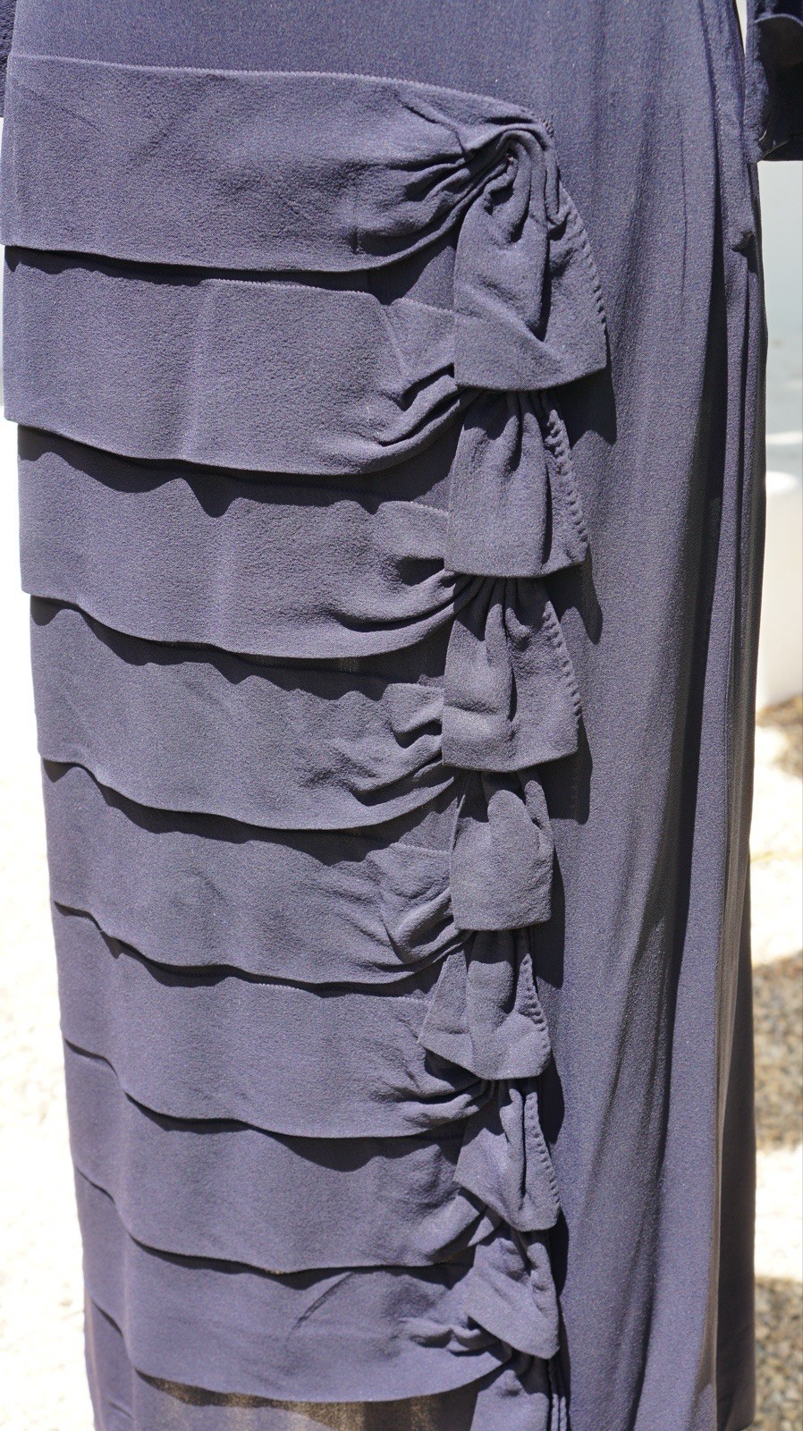 Vtg 1940s Navy Blue Rayon Crepe Dress Le Roy M