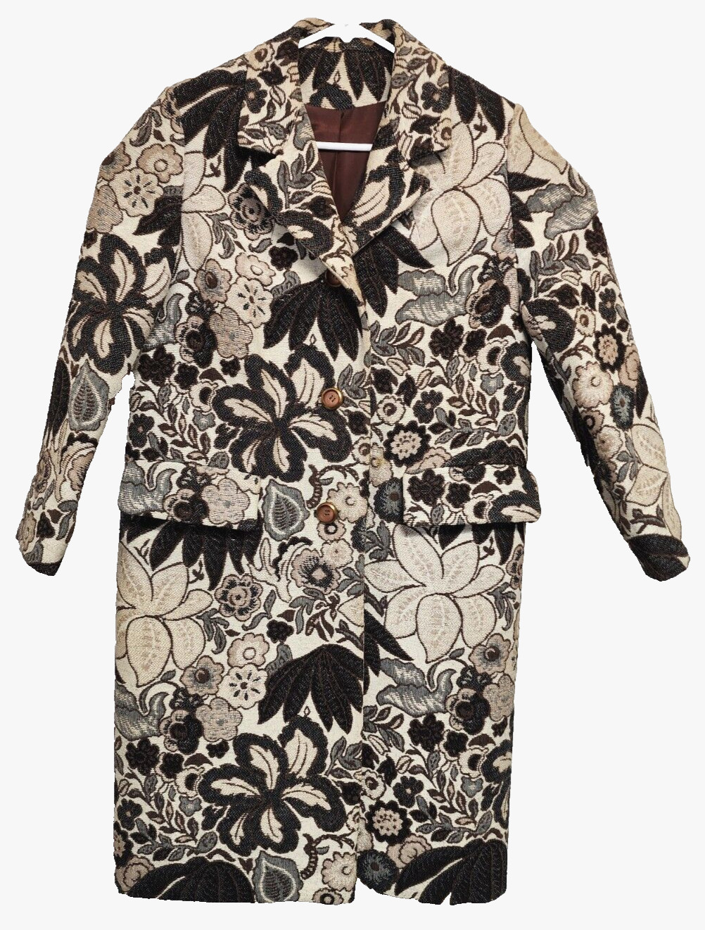 Vintage 60s Betty Rose Coat Womens Sm/Med Tapestry Floral