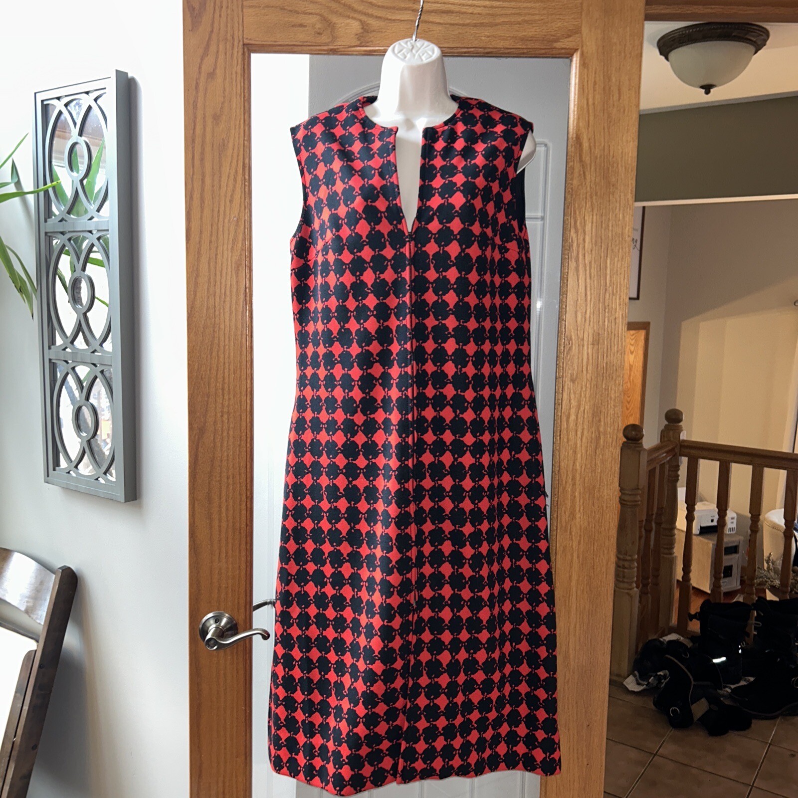 Vtg DYNASTY Made in the British Crown Colony of Hong Kong Red Holiday Dress 12