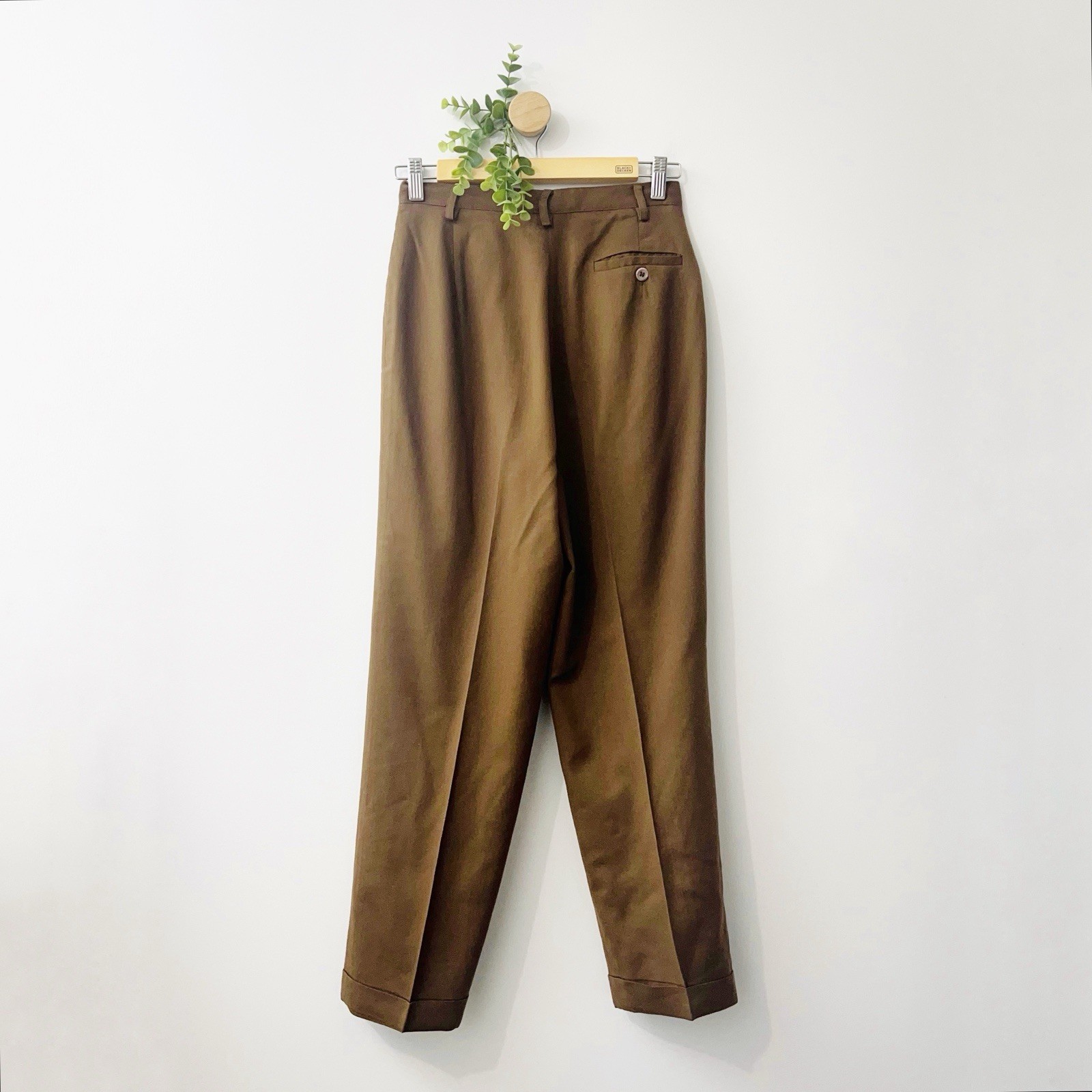 Vintage Embassy Row Pure Wool Dark Academia Pleated Brown Cuffed Trouser 6P
