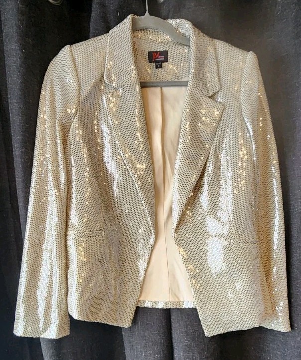 JM Studio by John Meyer Silver Sequin Blazer Women’s Medium -Dance, Performance