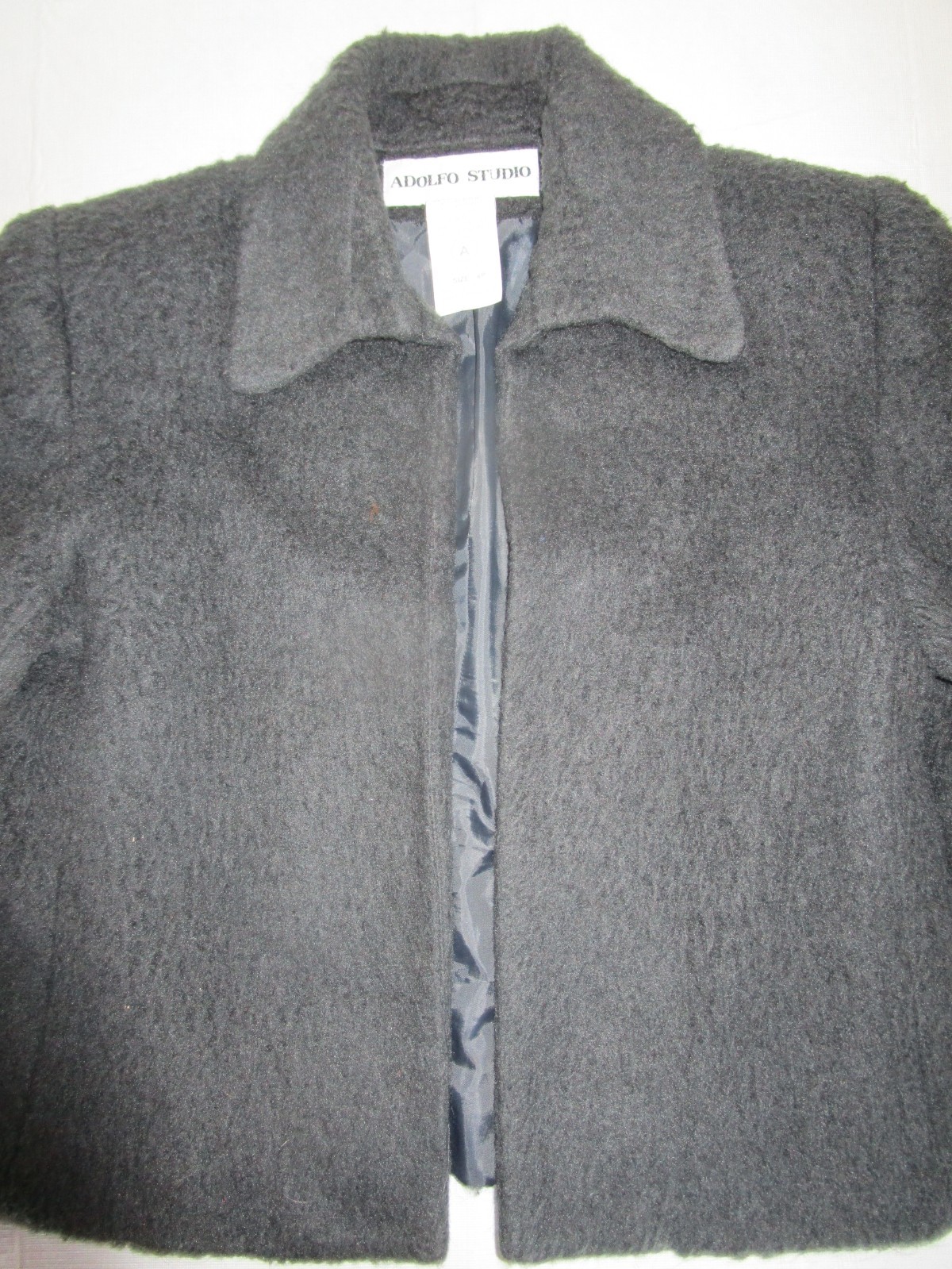 Adolfo Studio Petite Plush Cropped Wool Blend Lined Blazer Jacket Size 4P