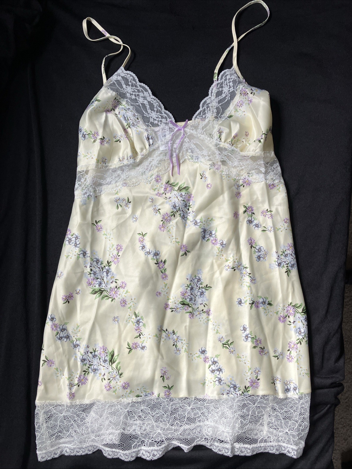 Vintage Linea Donatella Satin & Lace Floral Nighty Lingerie