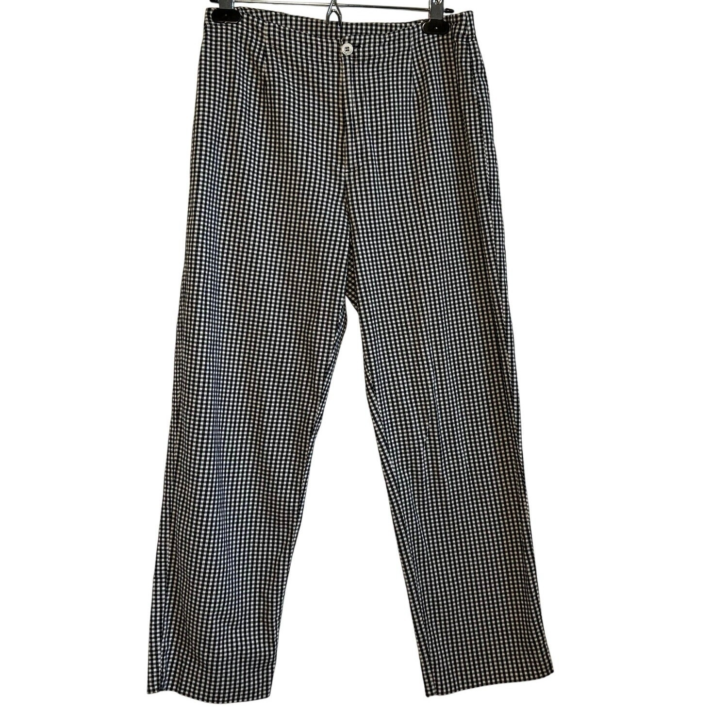 VTG 90s David Brooks Gingham Pants 8 29 Black White Retro Plaid Cigarette Slacks