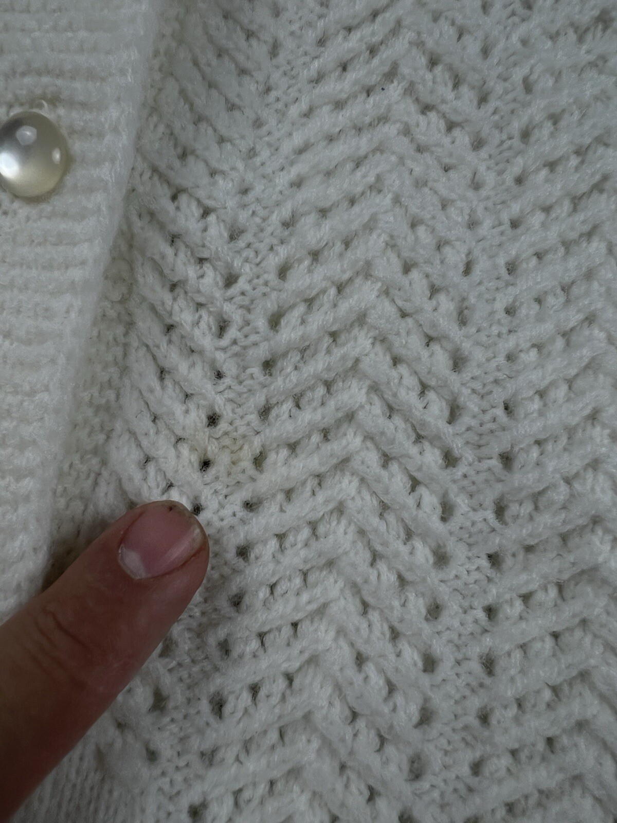 Vintage 60s Billie Jo Cardigan Sweater Medium Womens White Long Sleeve Button Up