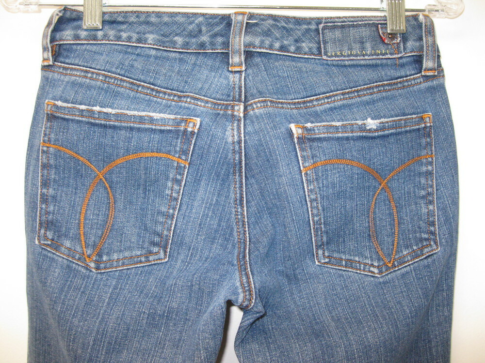 Sergio Valente Distressed Indigo Stretch Flare Jeans Women’s size 26 x 32