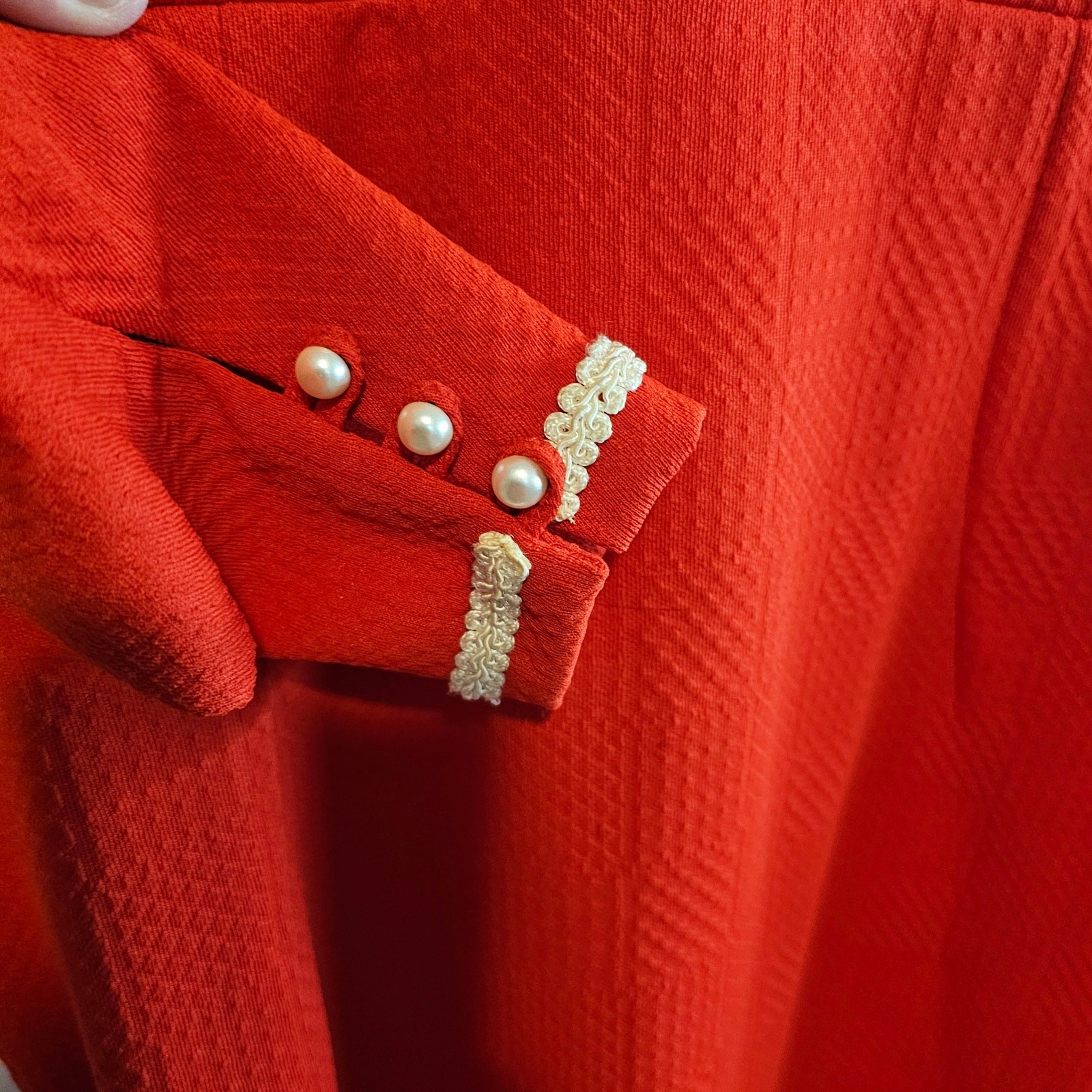 Vintage 70s Handmade Dress Womens Small Red Maxi Glam Cottage Party Modest Retro