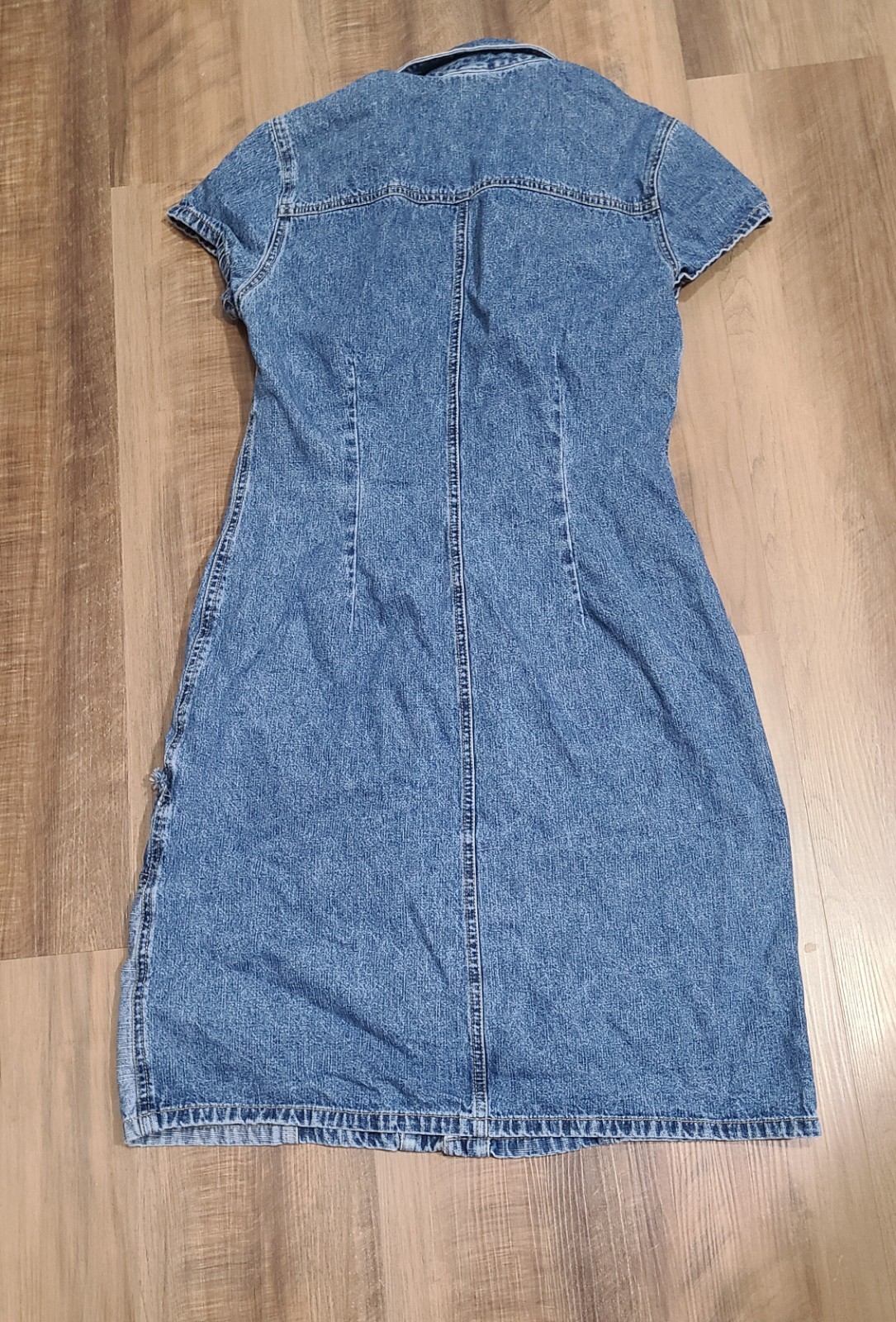 Vintage Faded Glory Denim Full Button Short Sleeve Collared Dress Missy 5/6