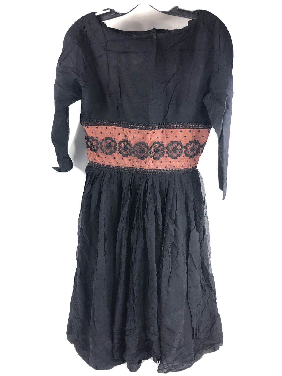 Vtg Black Rose Floral L’Aiglon Fit Flare Rockabilly Dress – Sz 12