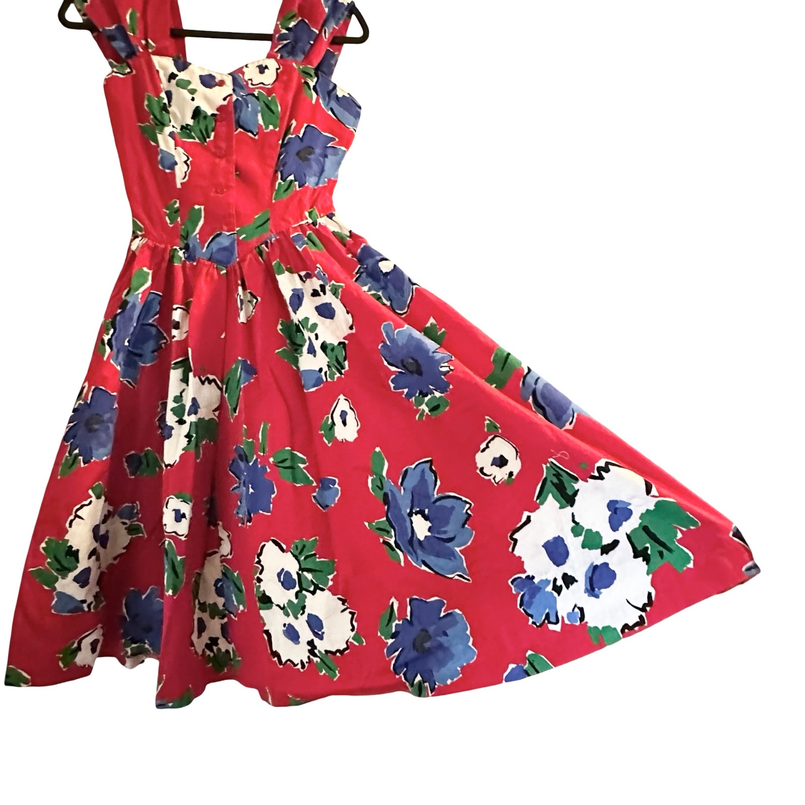 Vintage 80s does 50s Robbie Bee Floral Halter Circle Sun Dress 6 S M