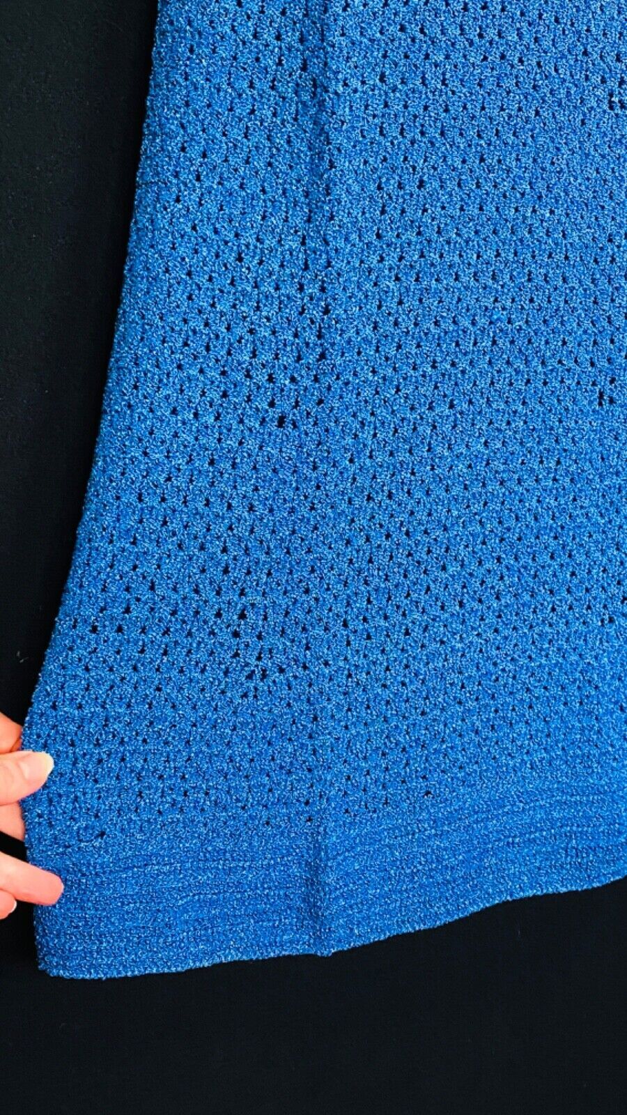 Vintage 1930s blue knit dress set, skirt long sleeve 1940s sweater outfit S M