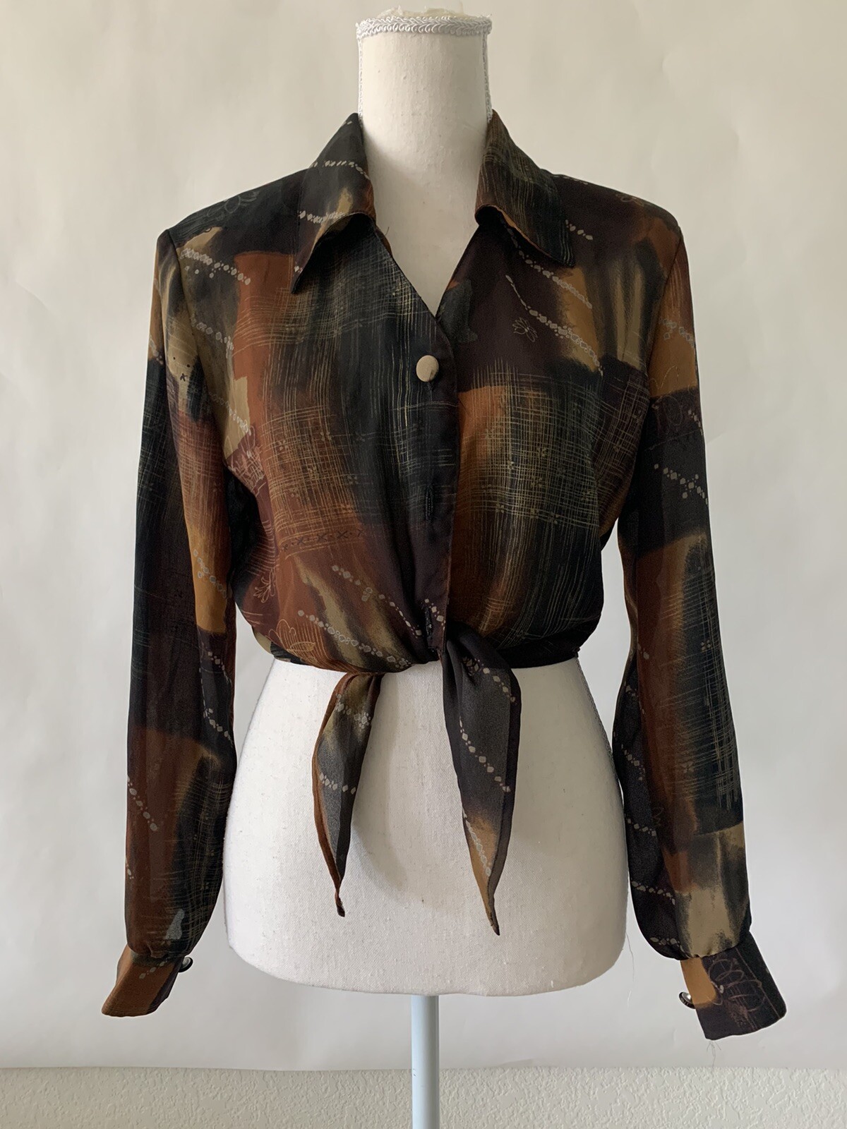 Vintage 80’s Hot Stuff Geometric Blouse Indie Hippie Chic sz M USA MADE Cowgirl