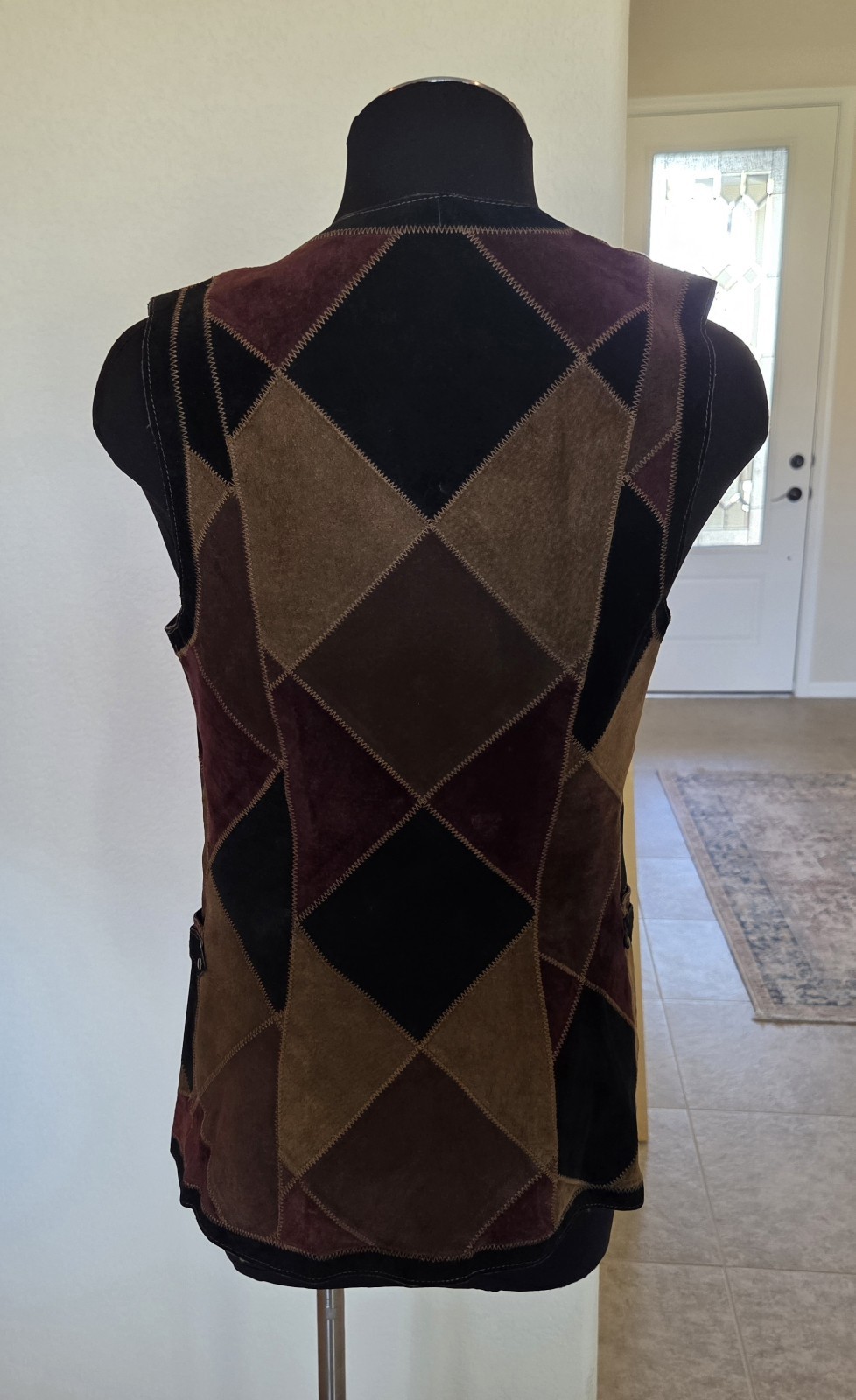 Vintage 70’s Cordoba Patchwork suede Vest W Horse Bit Closure Medium