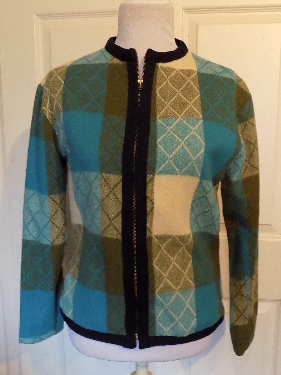 Vintage Aqua Green Wool Jacket Zip Front Niagara Apparel B38 Medium