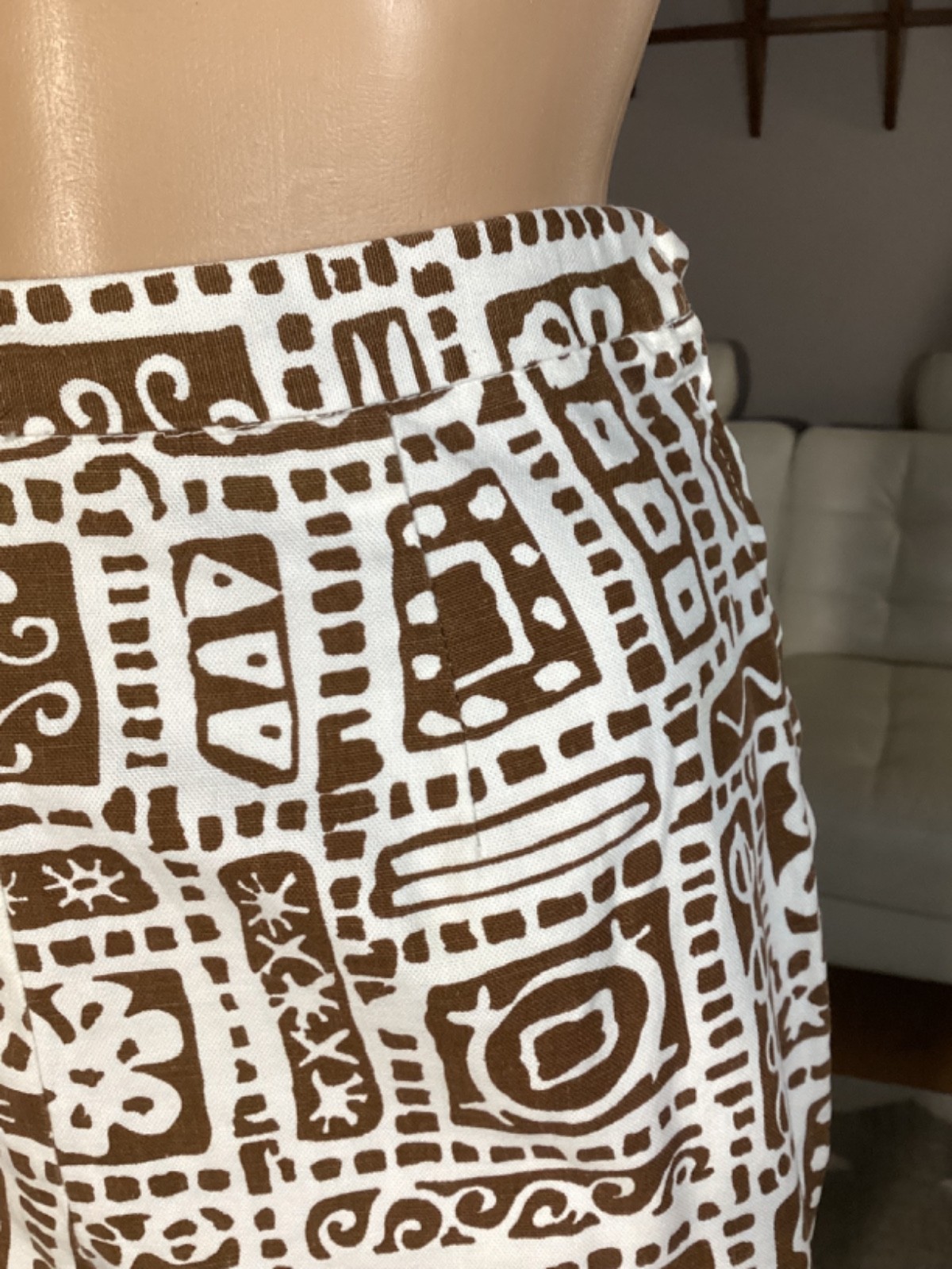 Vintage 60’s 70’s Alfred Dunner Tribal Print Geometric Pants Side Zip XS