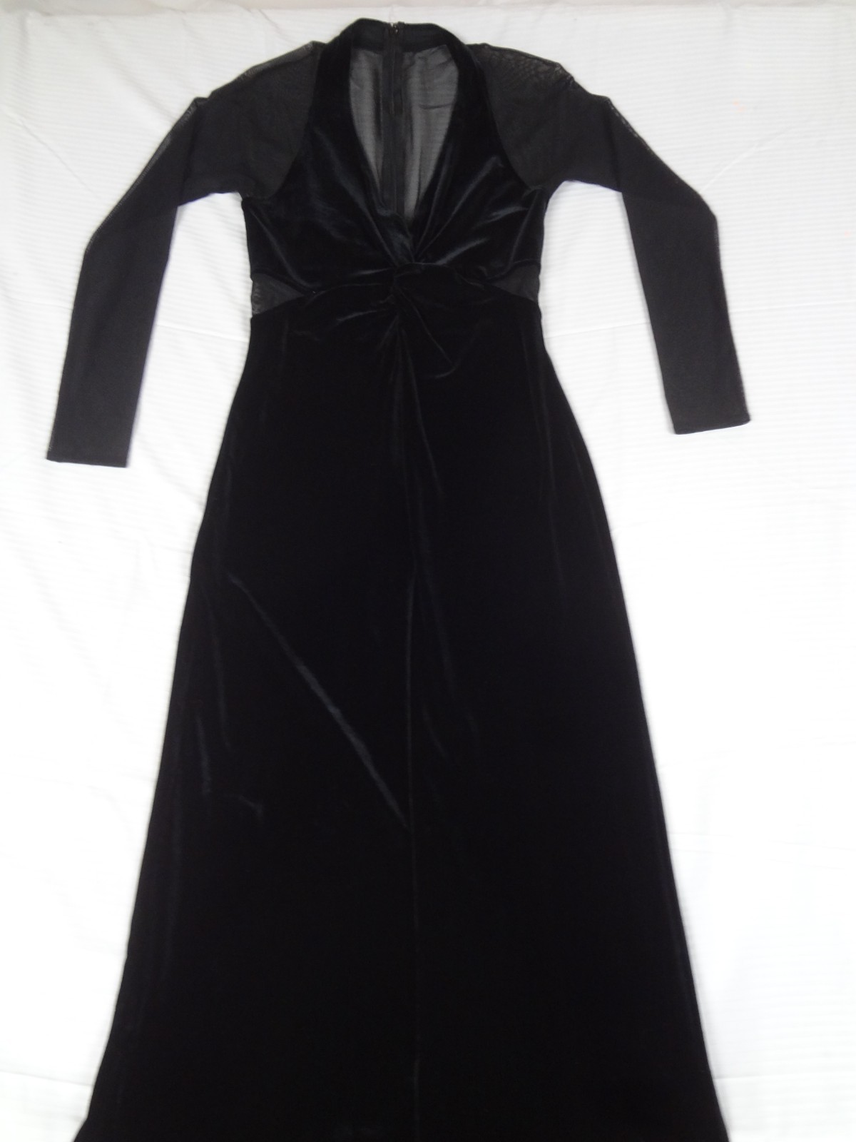 VINTAGE 1990s NIKI LIVAS BLACK VELVET FORMAL GOWN WOMENS SIZE 8 DRESS L823