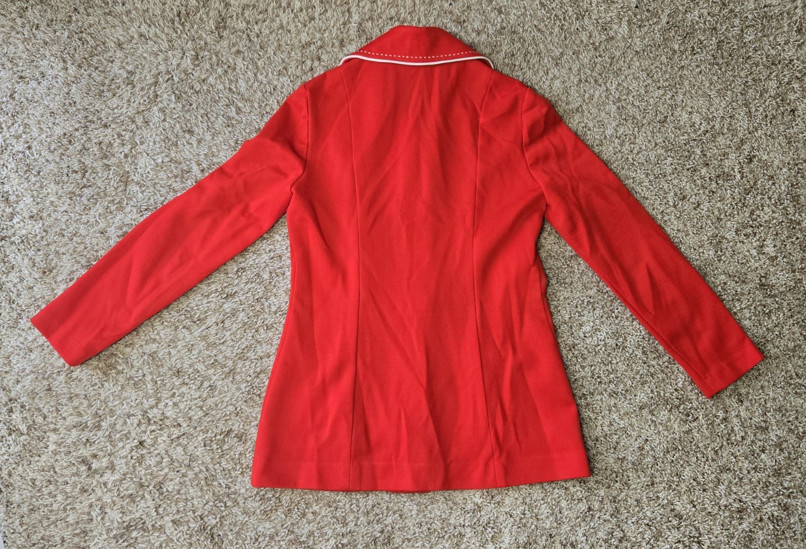 Vintage 60s 70s Retro Mod Hippie Shirt Blouse Top Small Granny Red Stitching