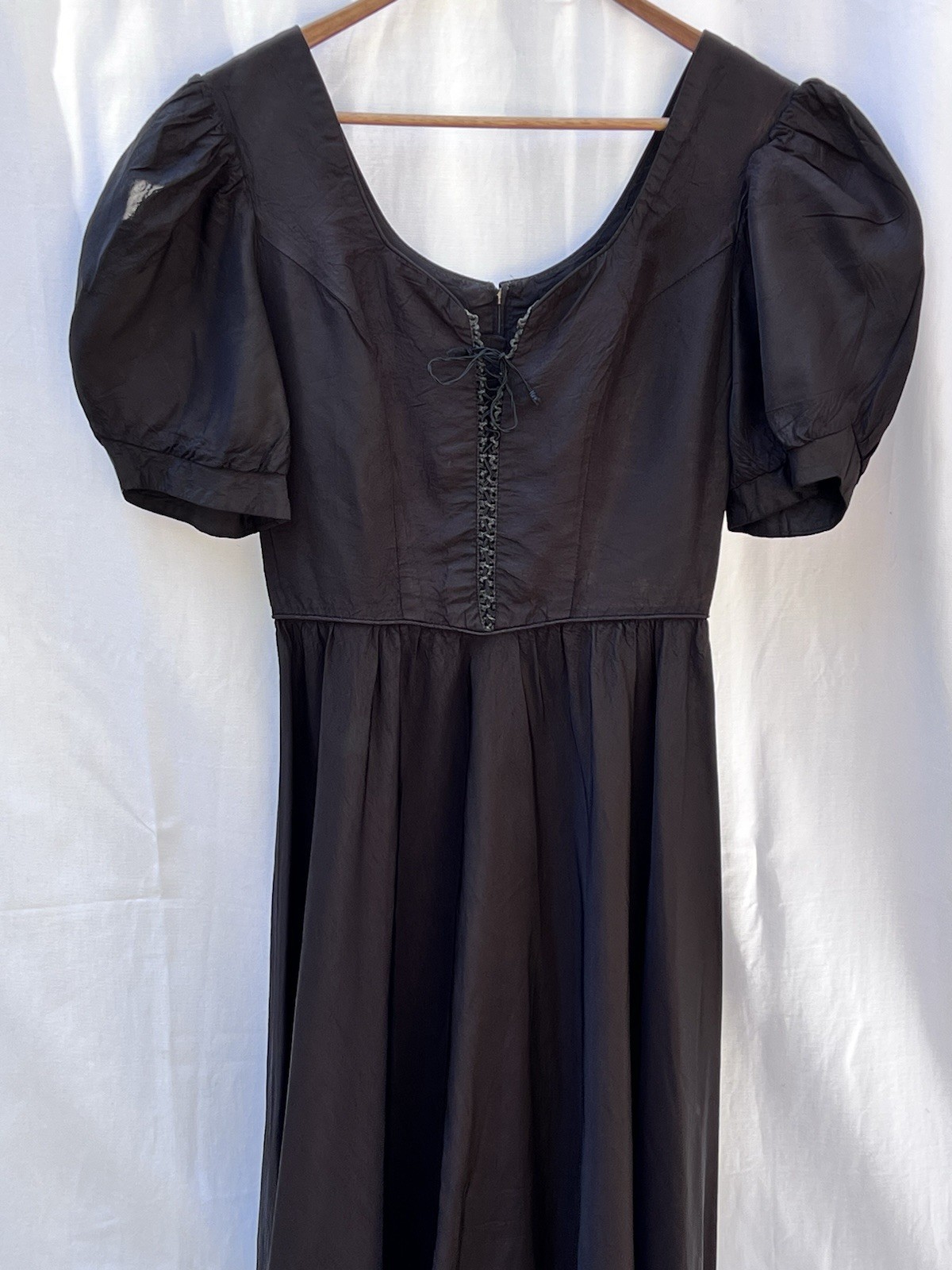 Vintage Candi Jones California Dress Juniors 9 Black Lace Up Front Lace Trimmed